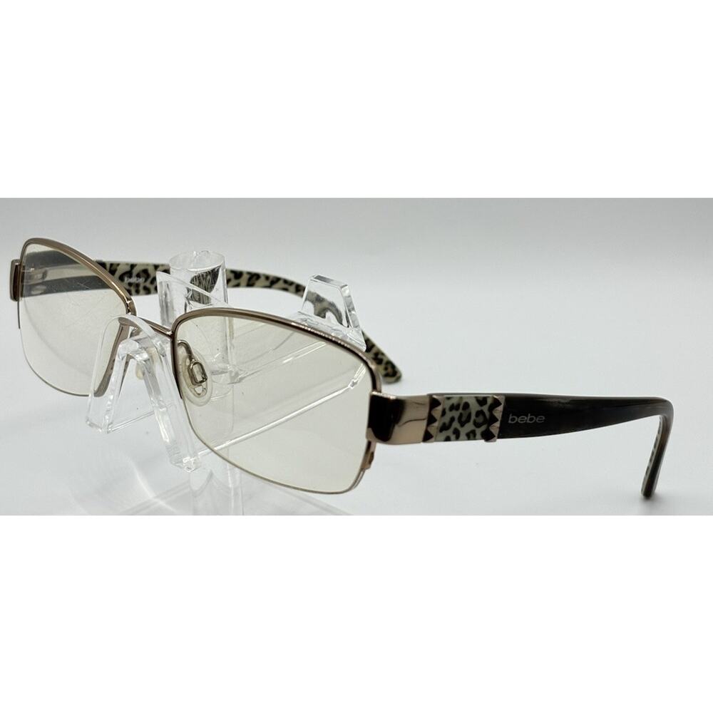 Bebe Rectangular Sunglasses Rose Gold Leopard Brown Women 52mm
